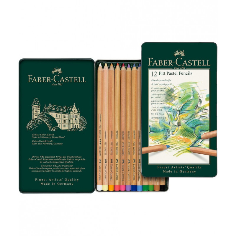 Estuche de Metal 12 lápices Pastel Pitt Faber Castell