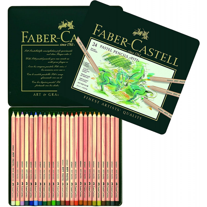 Estuche de Metal 24 lápices Pastel Pitt Faber Castell