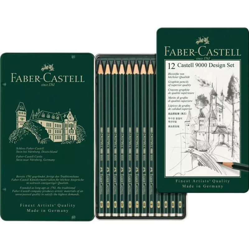 Juego de Diseño con 12 lápices Castell 9000, 5B-5H