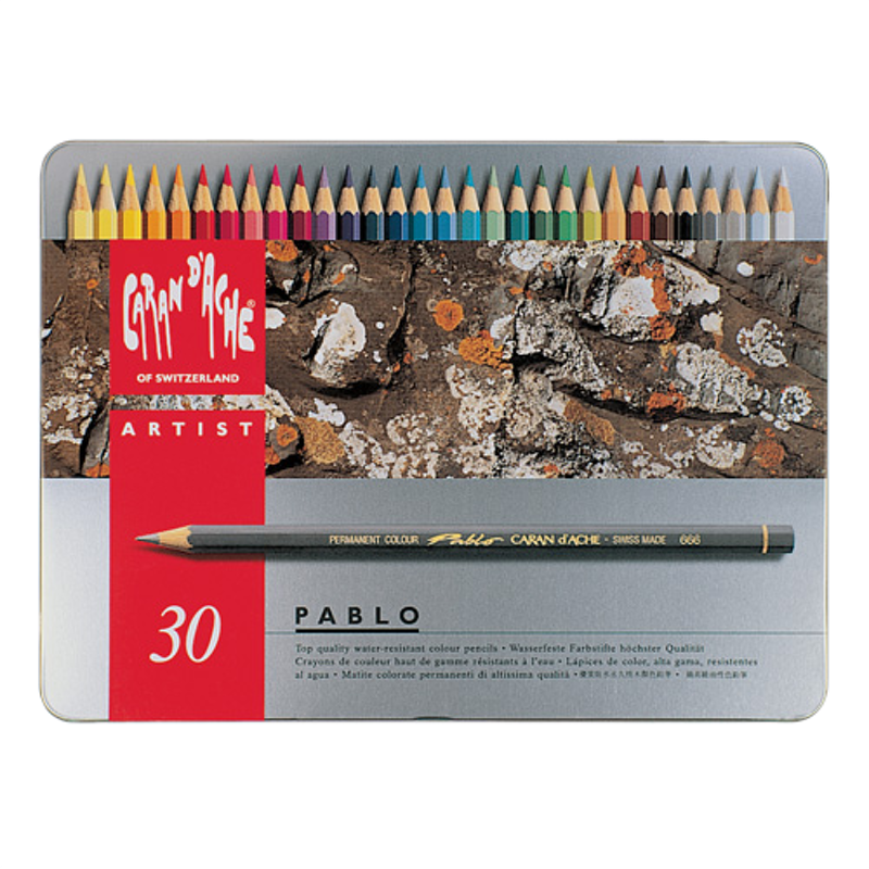 Caja metálica lápices Caran D'Ache Pablo 30 Colores Permanentes