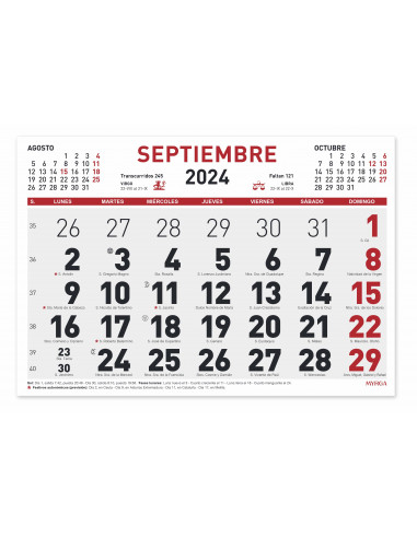 Calendario mensual 2024 30x21 Myrga
