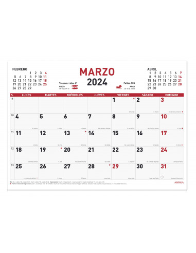 Calendario mensual 2024 43x31 Myrga