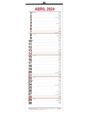 Calendario mensual 2024 16,5x49 Myrga