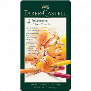 Estuche de metal 12 lápices Polychromos Faber-Castell