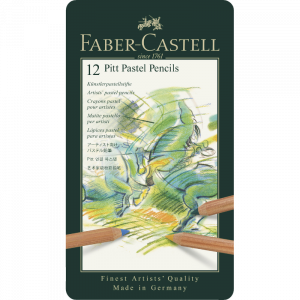 Estuche de metal 12 lápices Pastel Pitt Faber-Castell