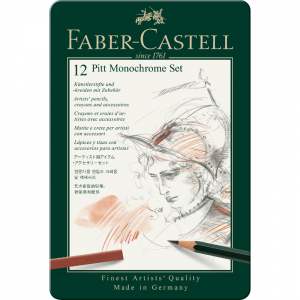 Estuche metal 12 piezas Pitt Monochrome Faber Castell