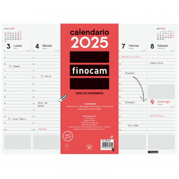 Vade Semanal Encolado Finocam 2025
