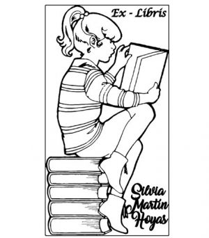 Ex - Libris Niña sobre Libros