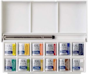 Winsor & Newton Sketcher Cotman Caja plástica de acuarela, 12 medio Godet