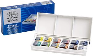 Winsor & Newton Sketcher Cotman Caja plástica de acuarela, 12 medio Godet