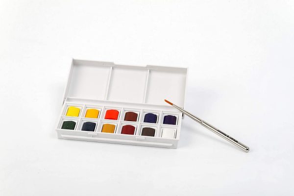 Winsor & Newton Sketcher Cotman Caja plástica de acuarela, 12 medio Godet