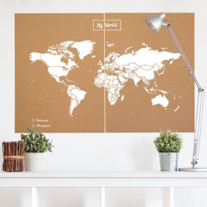 Mapamundi Corcho Natural Woody Map