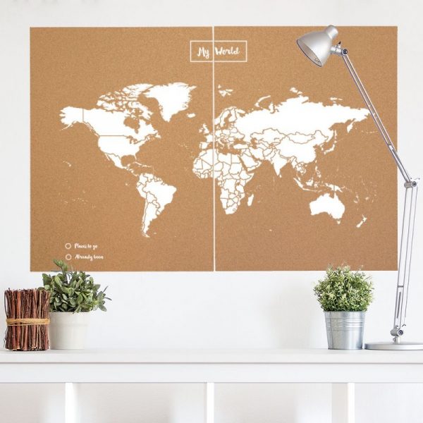 Mapamundi Corcho Natural Woody Map