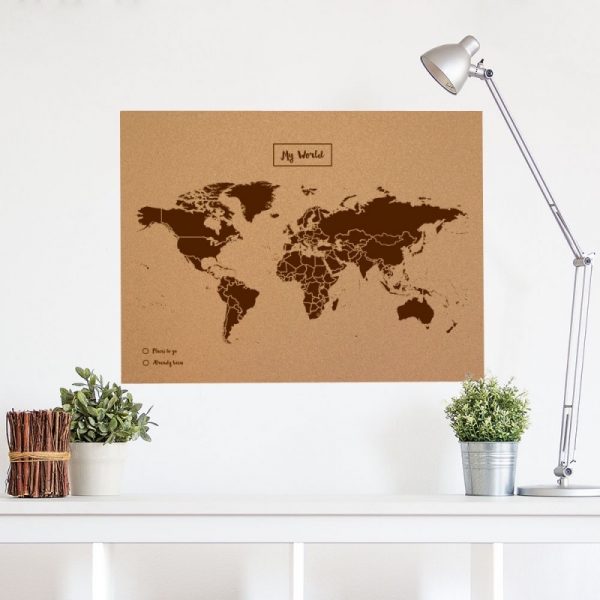 Mapamundi Corcho Natural Woody Map
