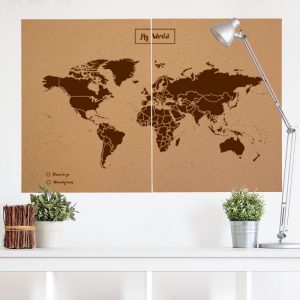 Mapamundi Corcho Natural Woody Map