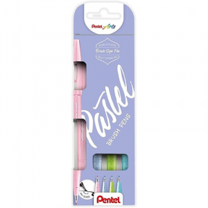 Set 4 Rotuladores Brush Sign Pen Pastel Pentel