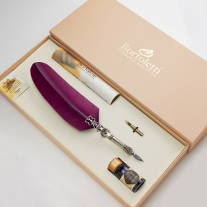 Set pluma de oca clásica burdeos grande