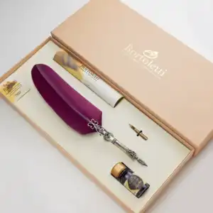 Set pluma de oca clásica burdeos grande