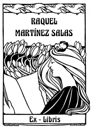 Ex Libris Art Nouveau Chica Leyendo