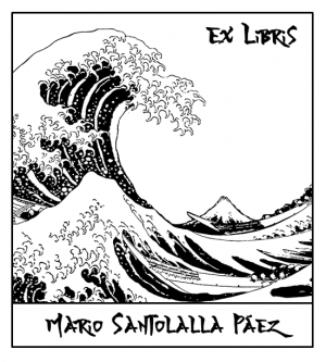 Ex Libris La Gran Ola de Kanagawa - Hokusai