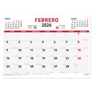 Calendario mensual 2026 43x31 Myrga