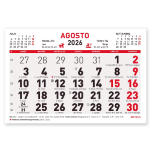 Calendario mensual 2026 15x10,5 Myrga