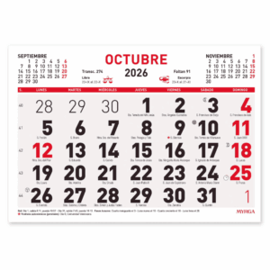 Calendario mensual 2026 21x15 Myrga