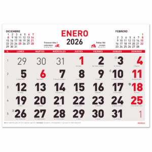 Calendario mensual 2026 43x31 Myrga