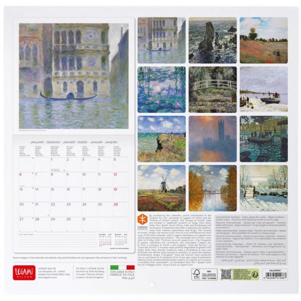 Calendario Pared 2025 Monet