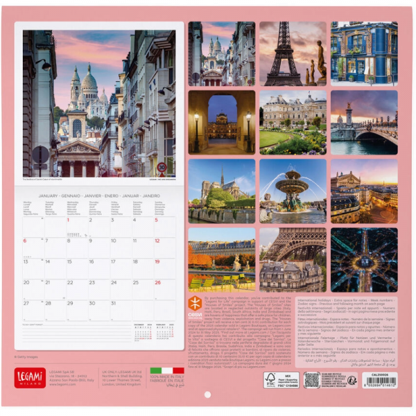 Calendario Pared 2025 Paris