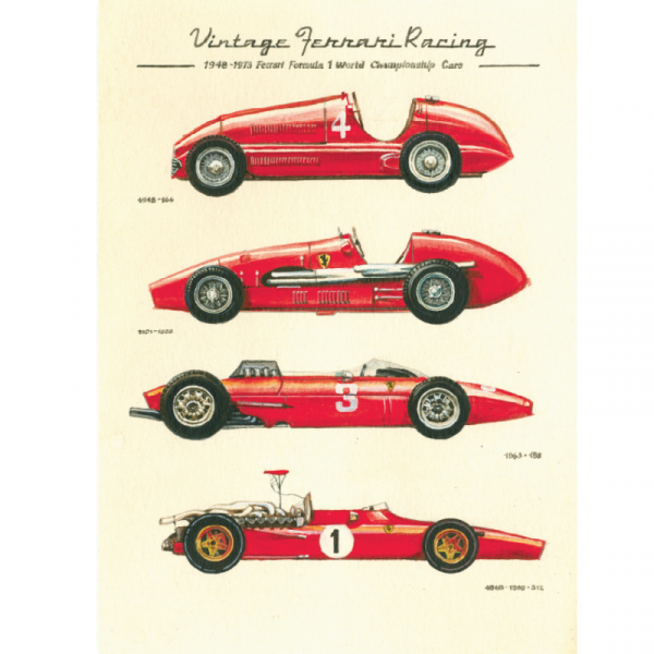 Vintage Ferrari Racing Tarjeta Doble + Sobre
