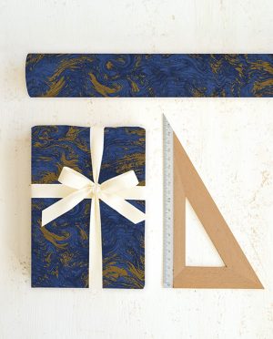 Papel jaspeado azul y oro