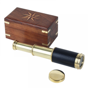 Catalejo Latón con caja madera