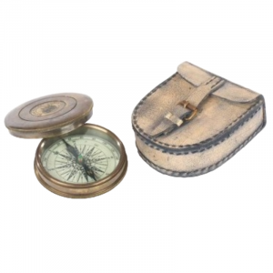 Brújula con estuche de piel 7,8cmø