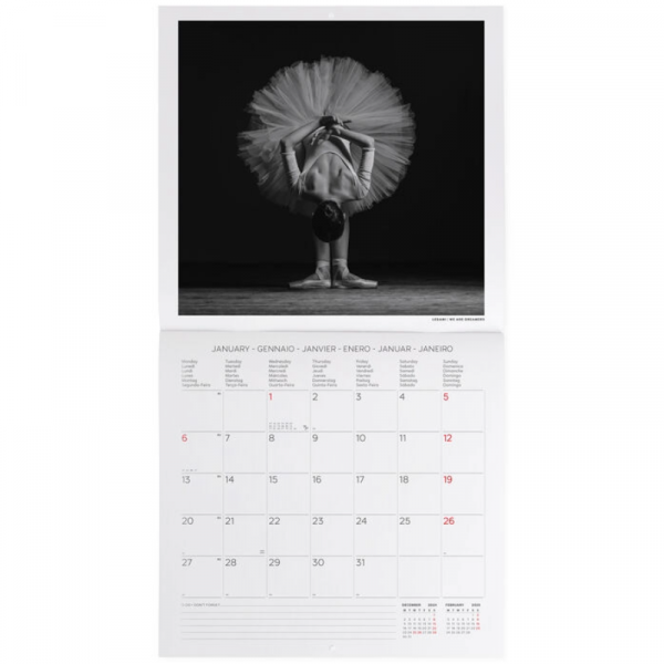 Calendario Pared 2025 Ballet