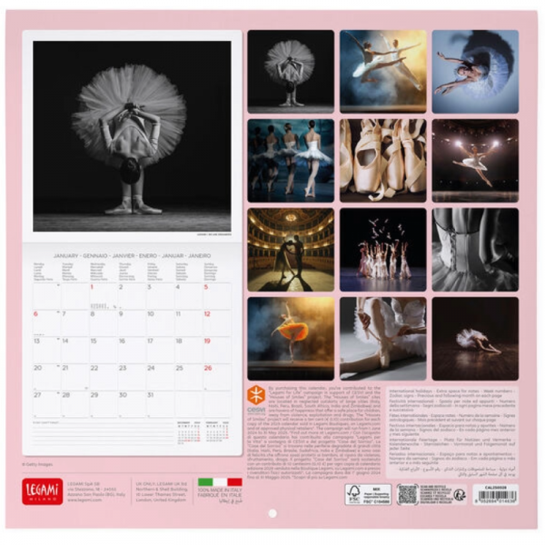 Calendario Pared 2025 Ballet