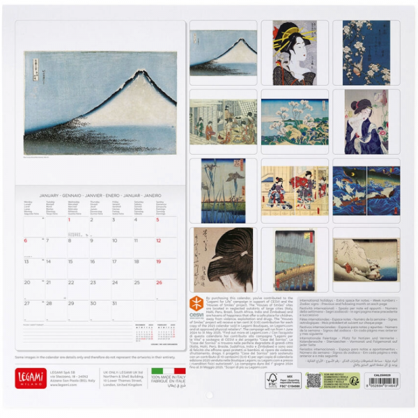 Calendario Pared 2025 Escuela Japonesa