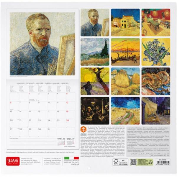 Calendario Pared 2025 Van Gogh