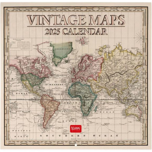 Calendario Pared 2025 Vintage Maps