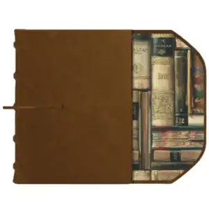 Diario en piel marrón con solapa Libros