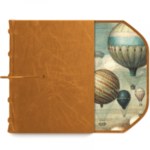 Diario en piel whisky con solapa Globos