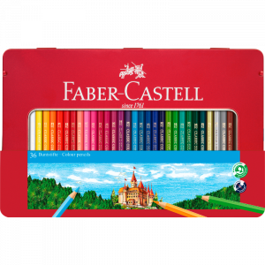 Estuche lata 36 lápices colores Castillo