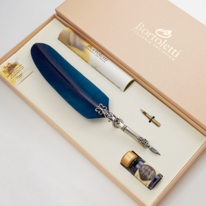 Set pluma de oca clásica azul grande