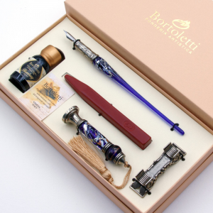 Set de lacre y palillero Leopardi azul
