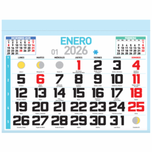 Calendario mensual 2026 faldilla 43,5 x 31,5 cm