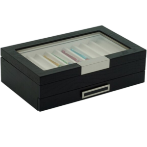 Vitrina guarda plumas madera negra 20